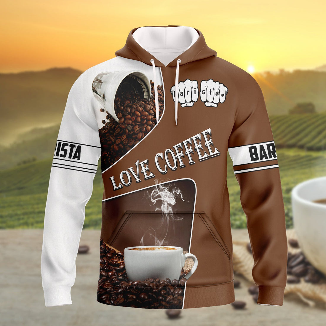 FUNSTUFFPRINT Barista Coffe 3D Hoodie and Zip Hoodie