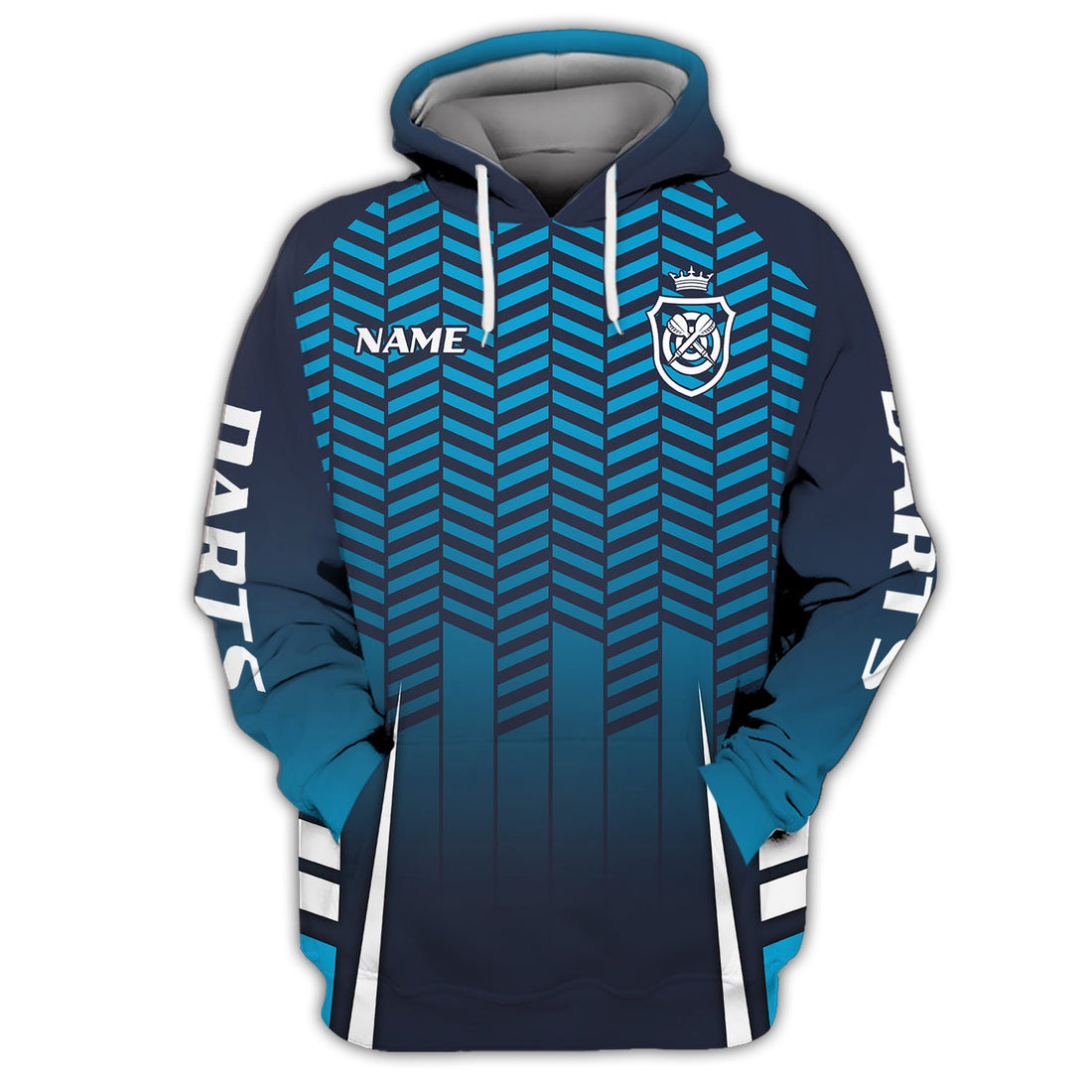 FUNSTUFFPRINT Personalized Name Dart Board Blue 3D Hoodie and Zip Hoodie