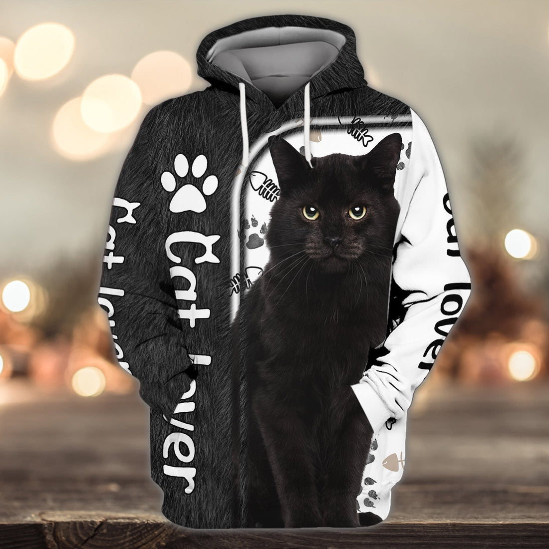 FUNSTUFFPRINT Love Black Cats 3D Full Print Shirts 1024 3D Hoodie and Zip Hoodie