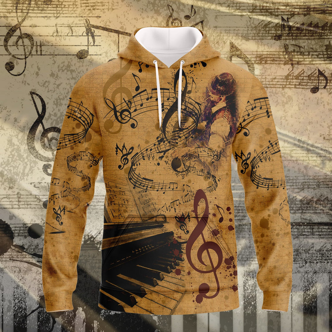 FUNSTUFFPRINT Piano Full Print 3D Hoodie and Zip Hoodie