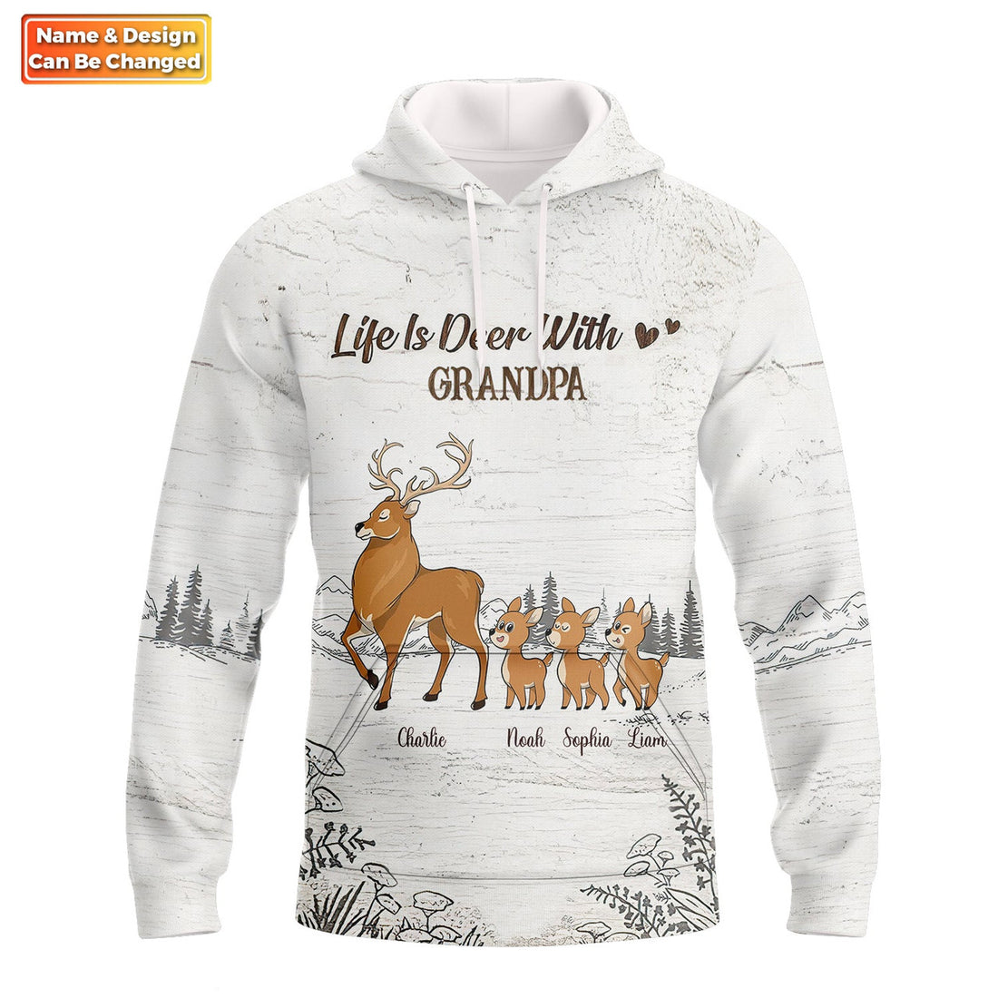 FUNSTUFFPRINT Life Is Deer With Dad Grandpa Personalized Custom 3D Hoodie and Zip Hoodie