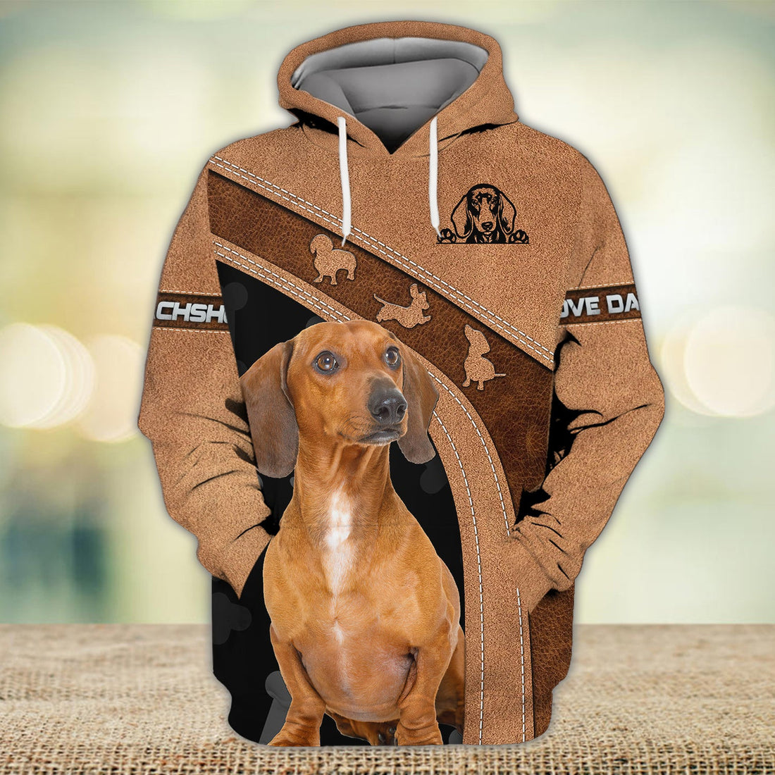 FUNSTUFFPRINT Dachshund Love 3D Hoodie and Zip Hoodie
