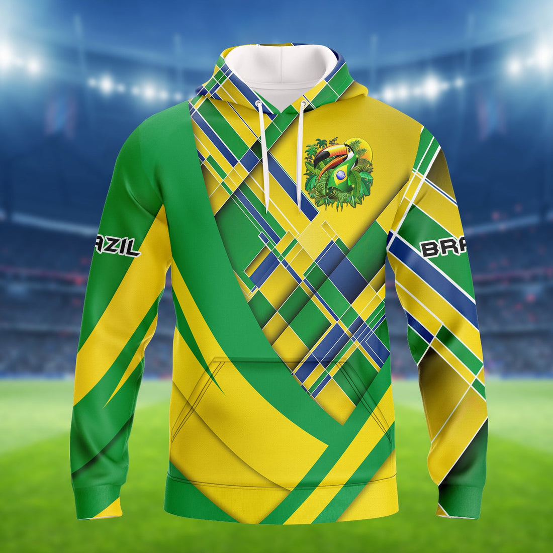 FUNSTUFFPRINT Brazil Fans Toucan Design 3D Hoodie and Zip Hoodie