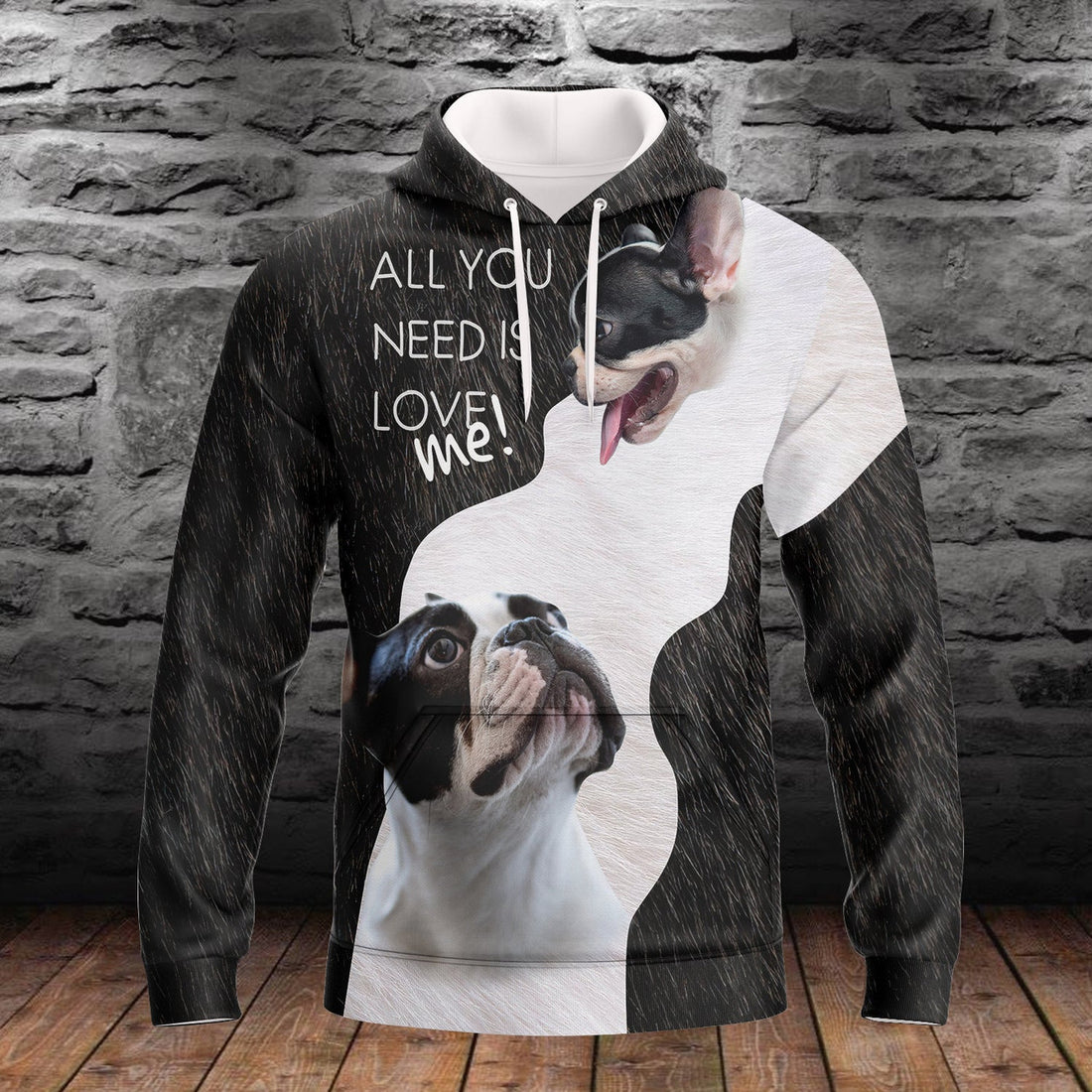 FUNSTUFFPRINT- Bulldog Full Print 3D Hoodie and Zip Hoodie