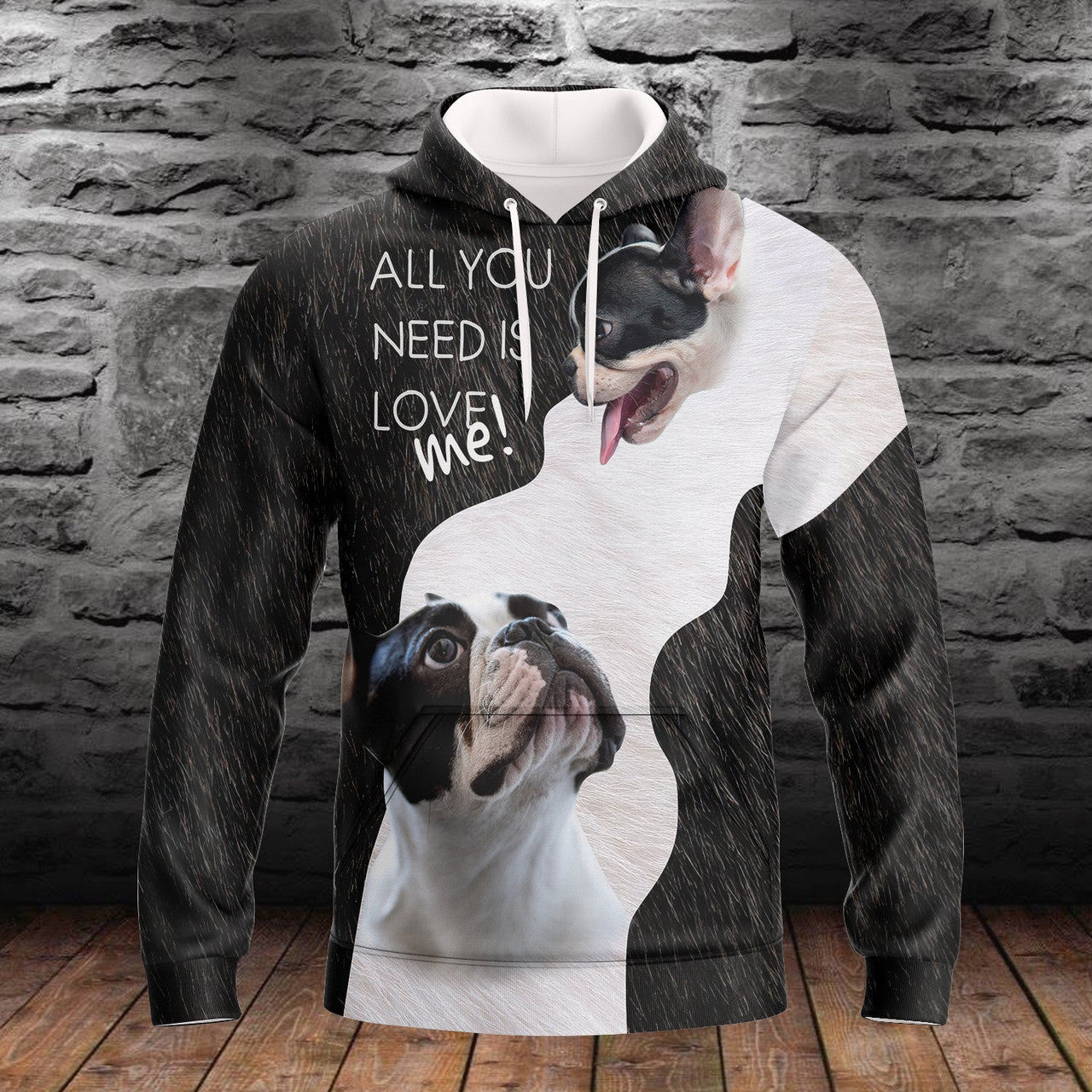 FUNSTUFFPRINT- Bulldog Full Print 3D Hoodie and Zip Hoodie