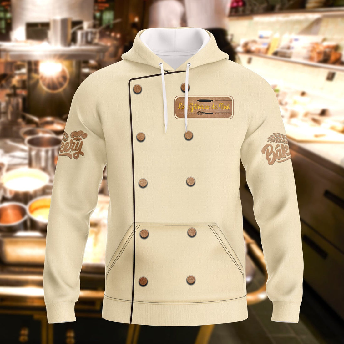 FUNSTUFFPRINT Baker, Bakery Chef, Full Print 3D Hoodie and Zip Hoodie