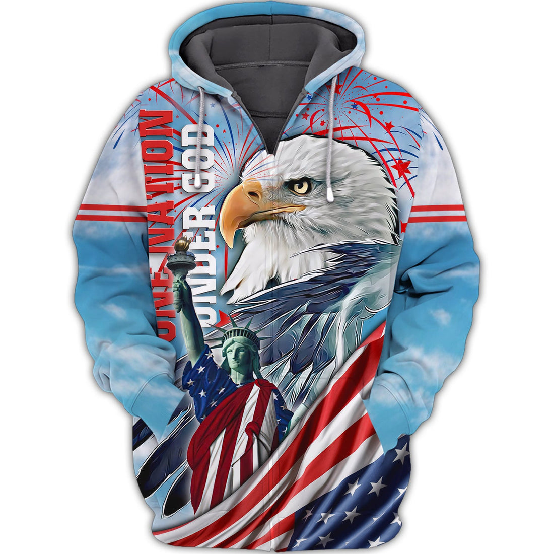 FUNSTUFFPRINT Liberties Patriot Eage American Pride 3D Hoodie and Zip Hoodie