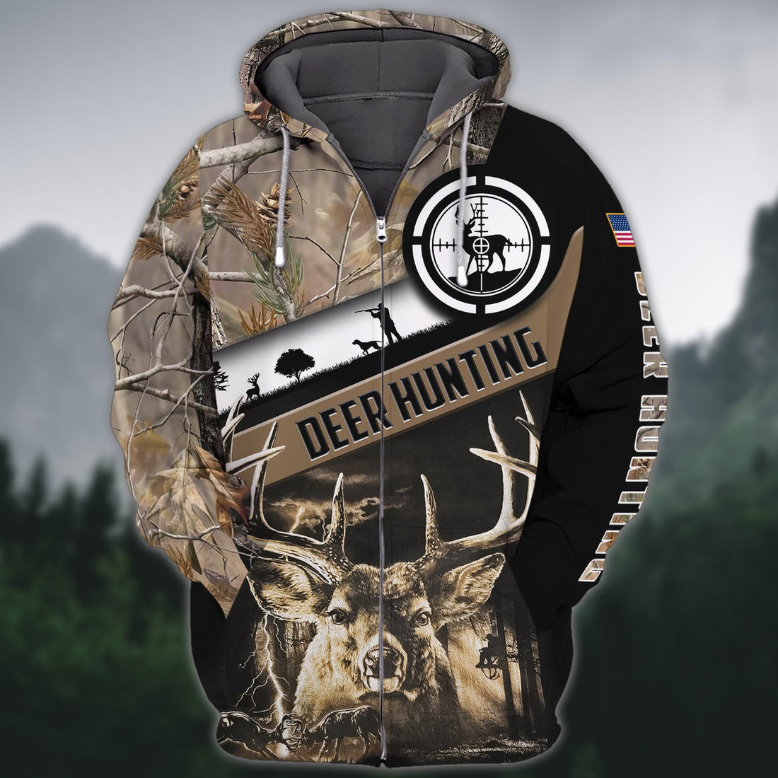 FUNSTUFFPRINT Deer Hunting 2 3D Hoodie and Zip Hoodie
