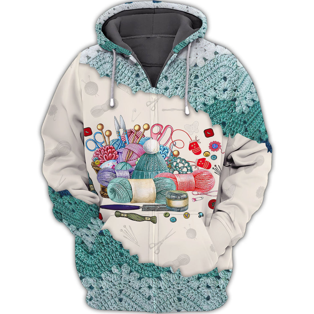 FUNSTUFFPRINT Love Crochet 3D Hoodie and Zip Hoodie
