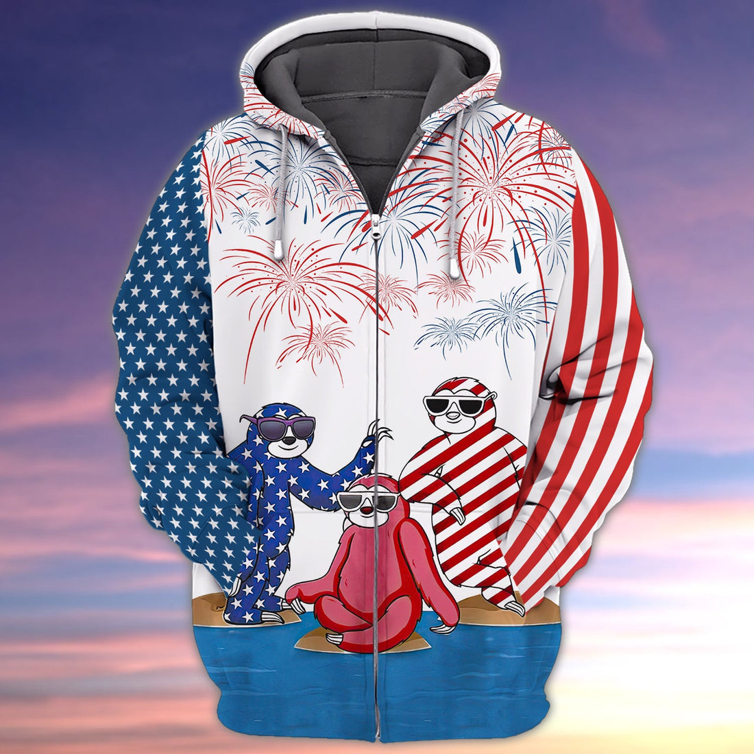 FUNSTUFFPRINT Sloth - Independence Day Is Coming 3D Hoodie and Zip Hoodie