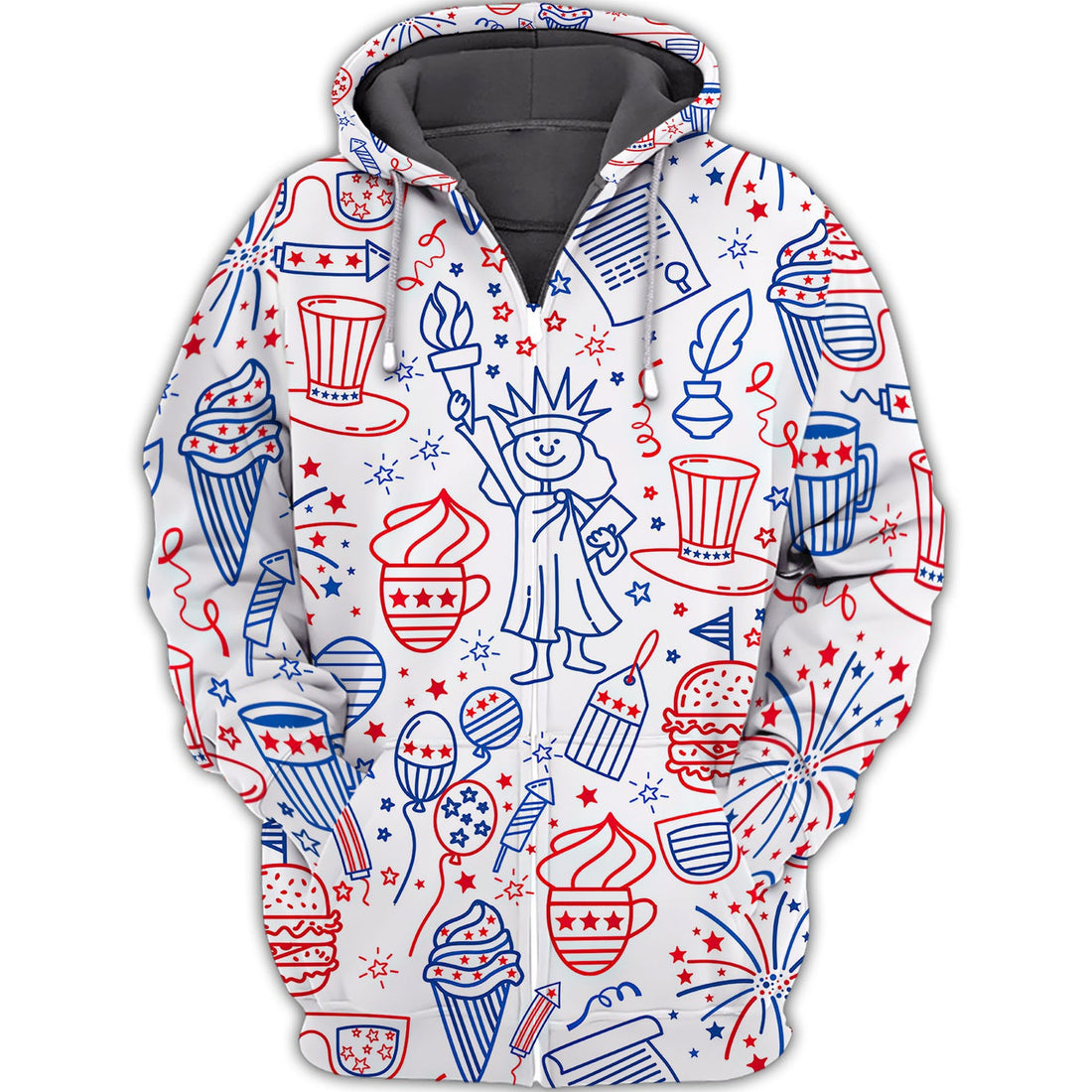 FUNSTUFFPRINT Independence Day City 3D Hoodie and Zip Hoodie