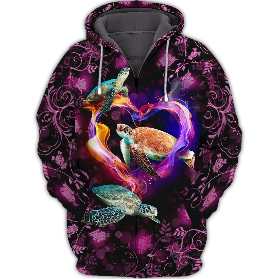 FUNSTUFFPRINT Pink Turtle 3D Hoodie and Zip Hoodie