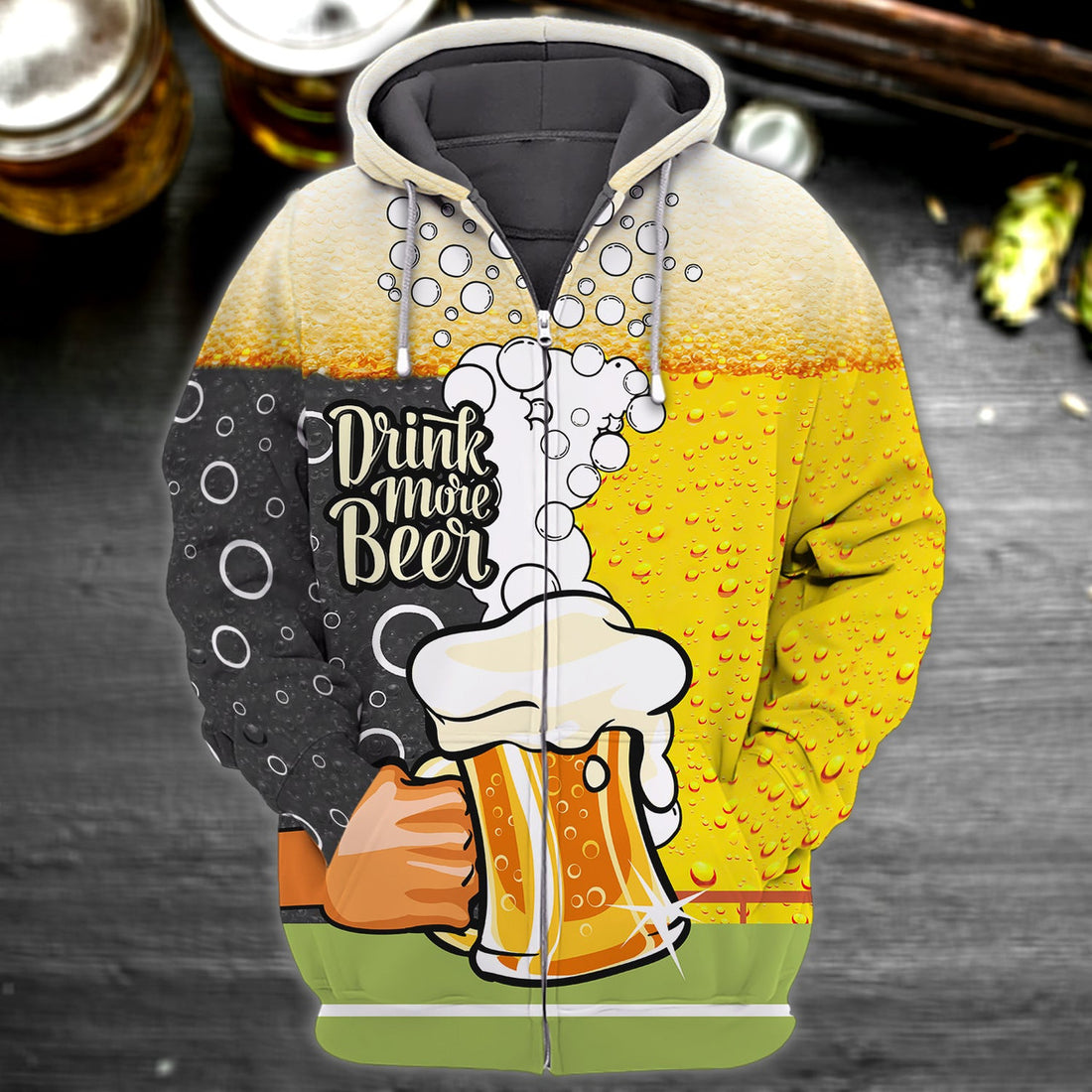FUNSTUFFPRINT BEER - Full Print 3D Hoodie and Zip Hoodie