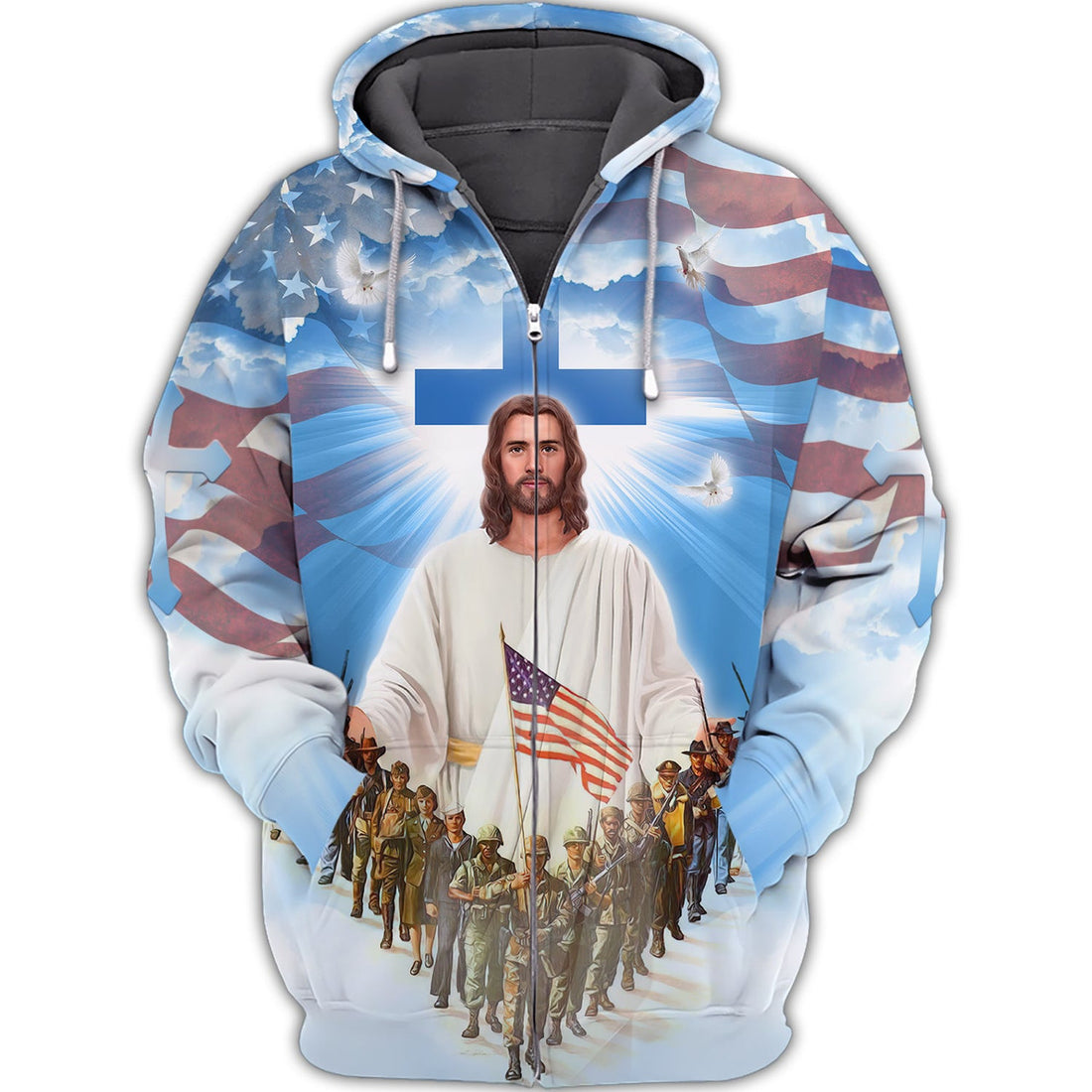 FUNSTUFFPRINT Veteran God - 3D Full Print 3D Hoodie and Zip Hoodie