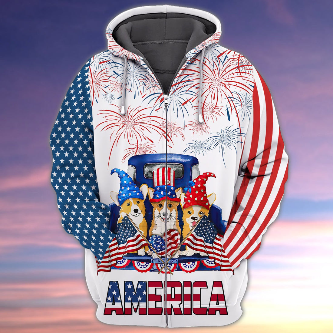 FUNSTUFFPRINT Corgi - Independence Is Coming 3D Hoodie and Zip Hoodie