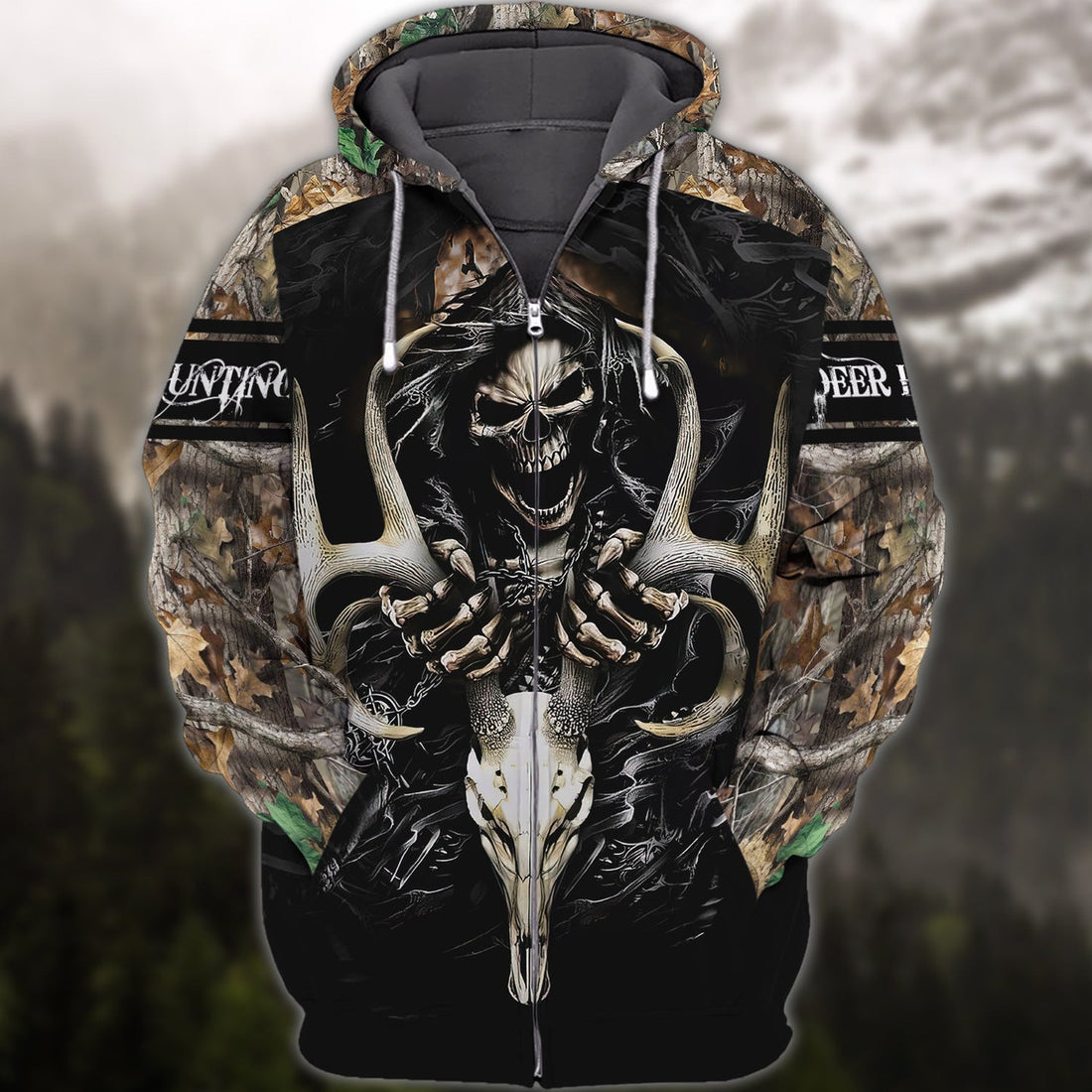 FUNSTUFFPRINT Skull - Deer Hunting 3D Hoodie and Zip Hoodie