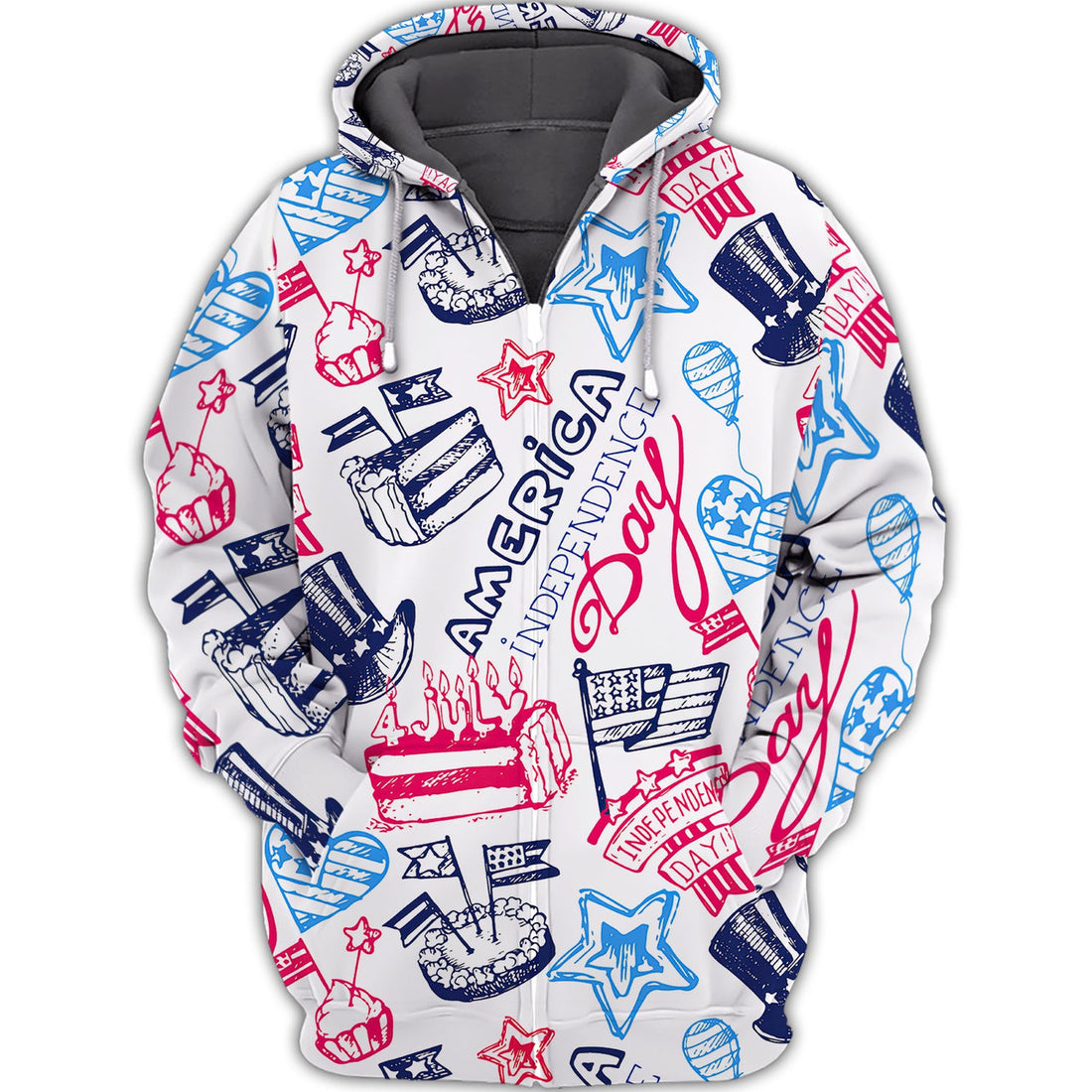 FUNSTUFFPRINT Independence American 3D Hoodie and Zip Hoodie