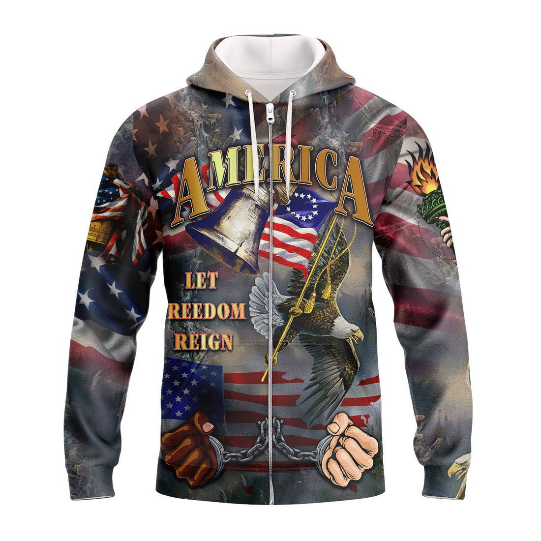 FUNSTUFFPRINT Independence American Let Freedom Reign 3D Hoodie and Zip Hoodie