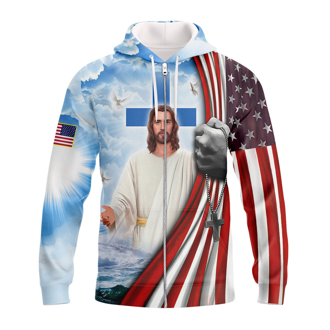 FUNSTUFFPRINT One Nation Under God - 3D Full Print 3D Hoodie and Zip Hoodie