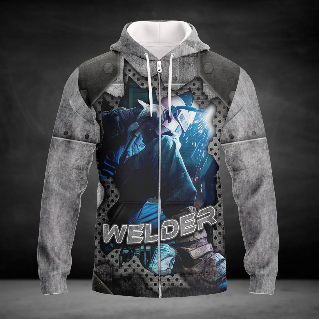 FUNSTUFFPRINT Welder Blue Graphic Design 3D Hoodie and Zip Hoodie