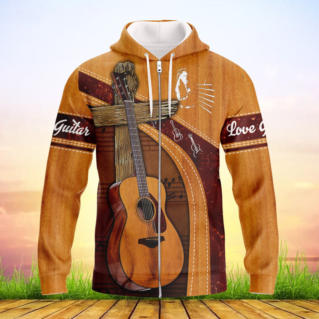 FUNSTUFFPRINT GUITAR - CROSS 3D Hoodie and Zip Hoodie