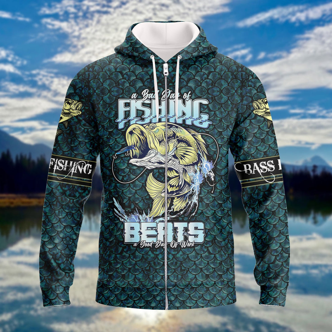 FUNSTUFFPRINT Bass Fishing 3D Hoodie and Zip Hoodie