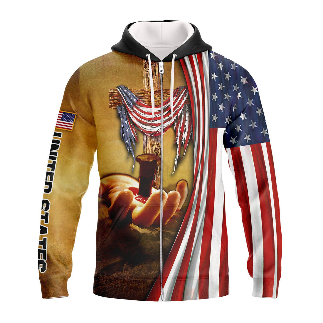 FUNSTUFFPRINT One Nation Under God Full Print 3D Hoodie and Zip Hoodie