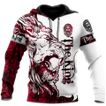 FUNSTUFFPRINT Viking 3D All Over Printed Hoodie The King Red Lion 3D Hoodie and Zip Hoodie