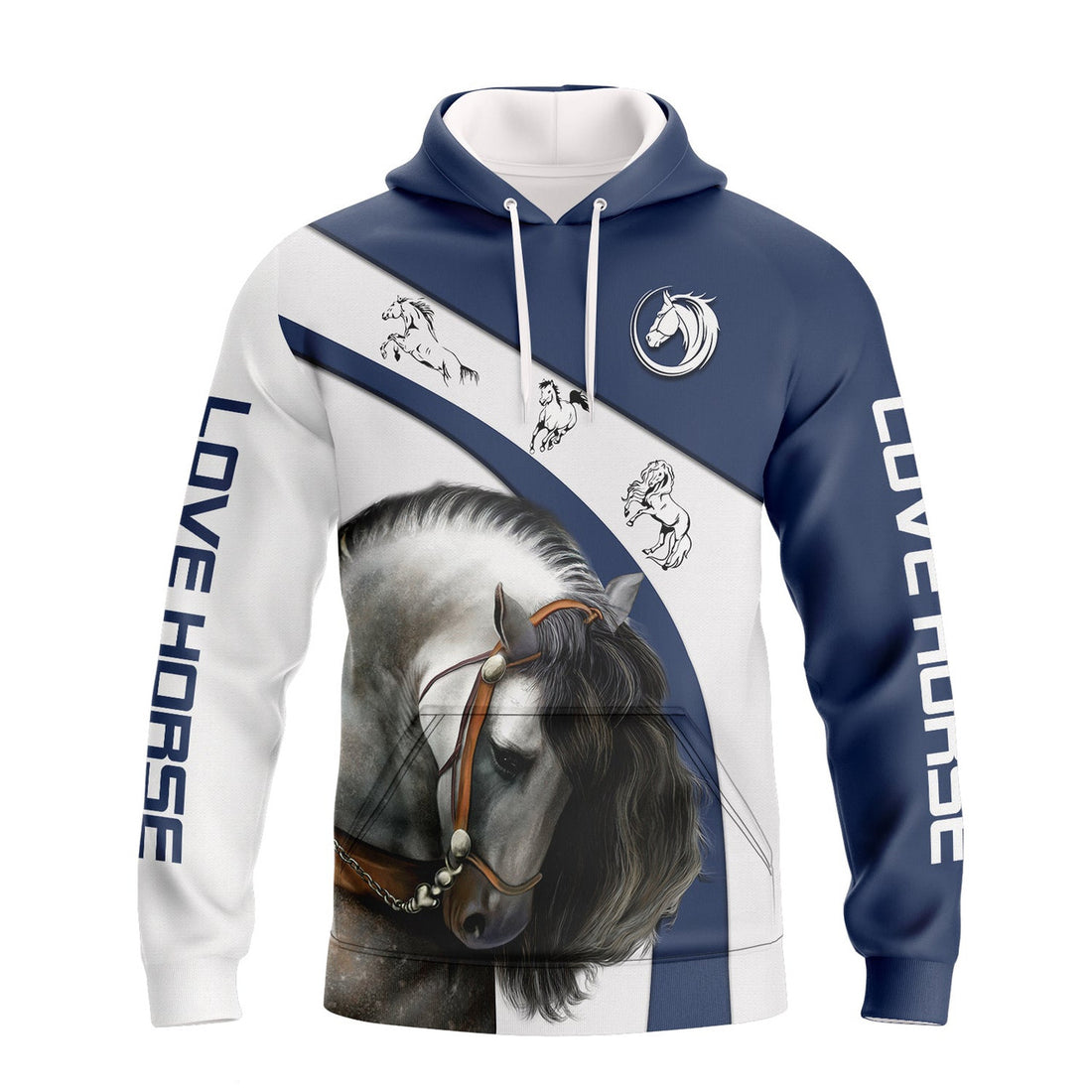 FUNSTUFFPRINT White Horse 3D Hoodie and Zip Hoodie