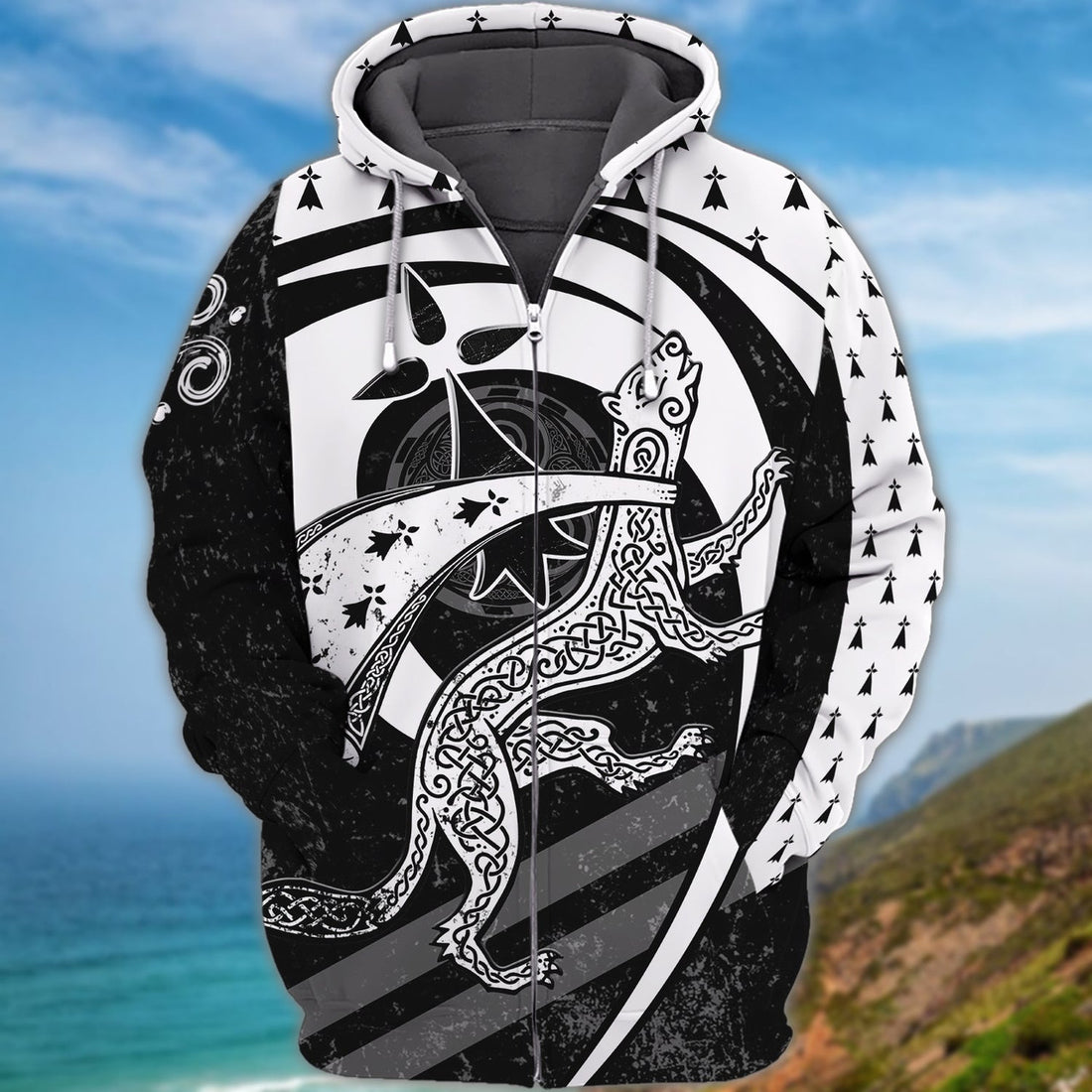 FUNSTUFFPRINT Brittany Celtic Bretagne 3D Hoodie and Zip Hoodie