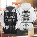 FUNSTUFFPRINT Female Chef - Personalized Name 3D Hoodie and Zip Hoodie