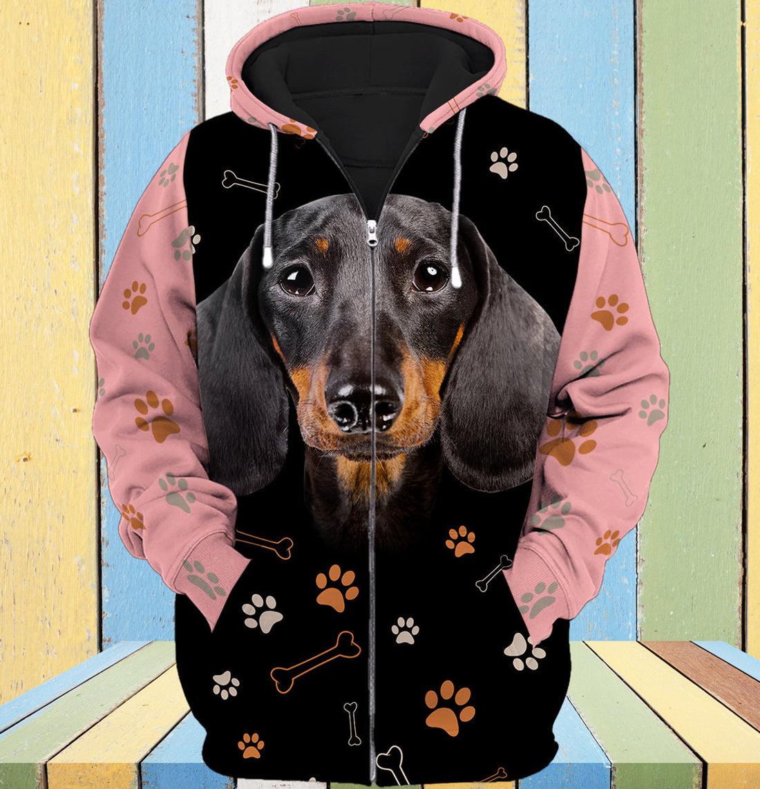 FUNSTUFFPRINT Dachshund And Pink 3D Hoodie and Zip Hoodie