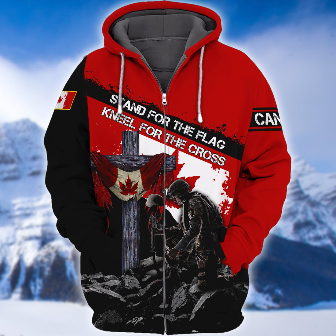 FUNSTUFFPRINT Knell For The Cross Remembrance Day Veterans Canada 3D Hoodie and Zip Hoodie