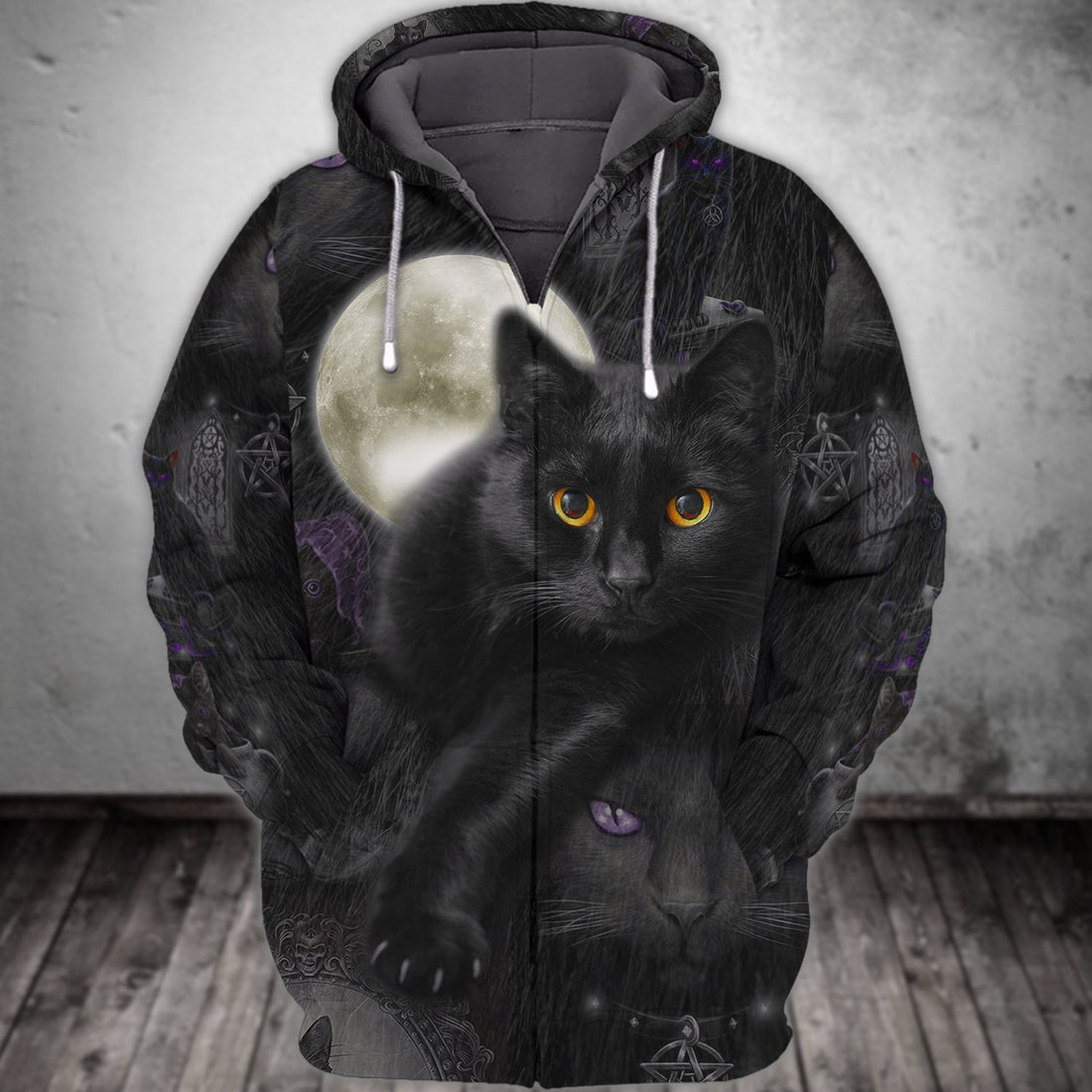 FUNSTUFFPRINT Black Cat 1112 3D Hoodie and Zip Hoodie