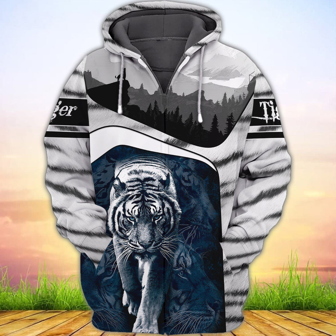 FUNSTUFFPRINT White Tiger 0404 - 3D Full Print 3D Hoodie and Zip Hoodie