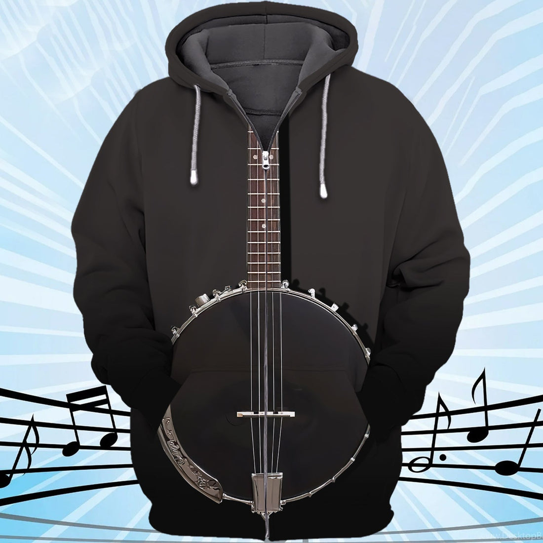 FUNSTUFFPRINT Guitar Banjo 3D Hoodie and Zip Hoodie