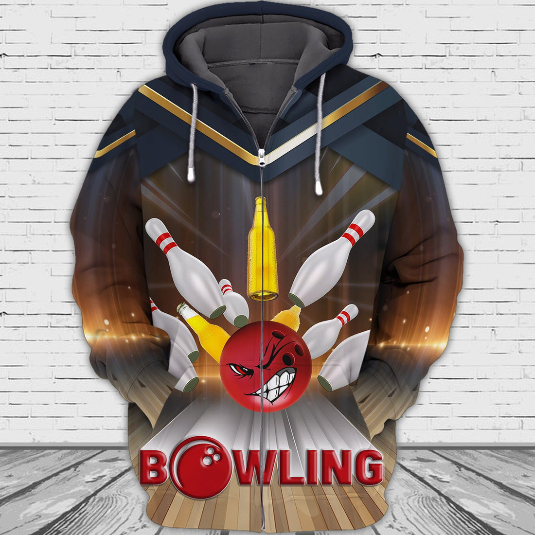 FUNSTUFFPRINT Bowling Full Print 05 3D Hoodie and Zip Hoodie