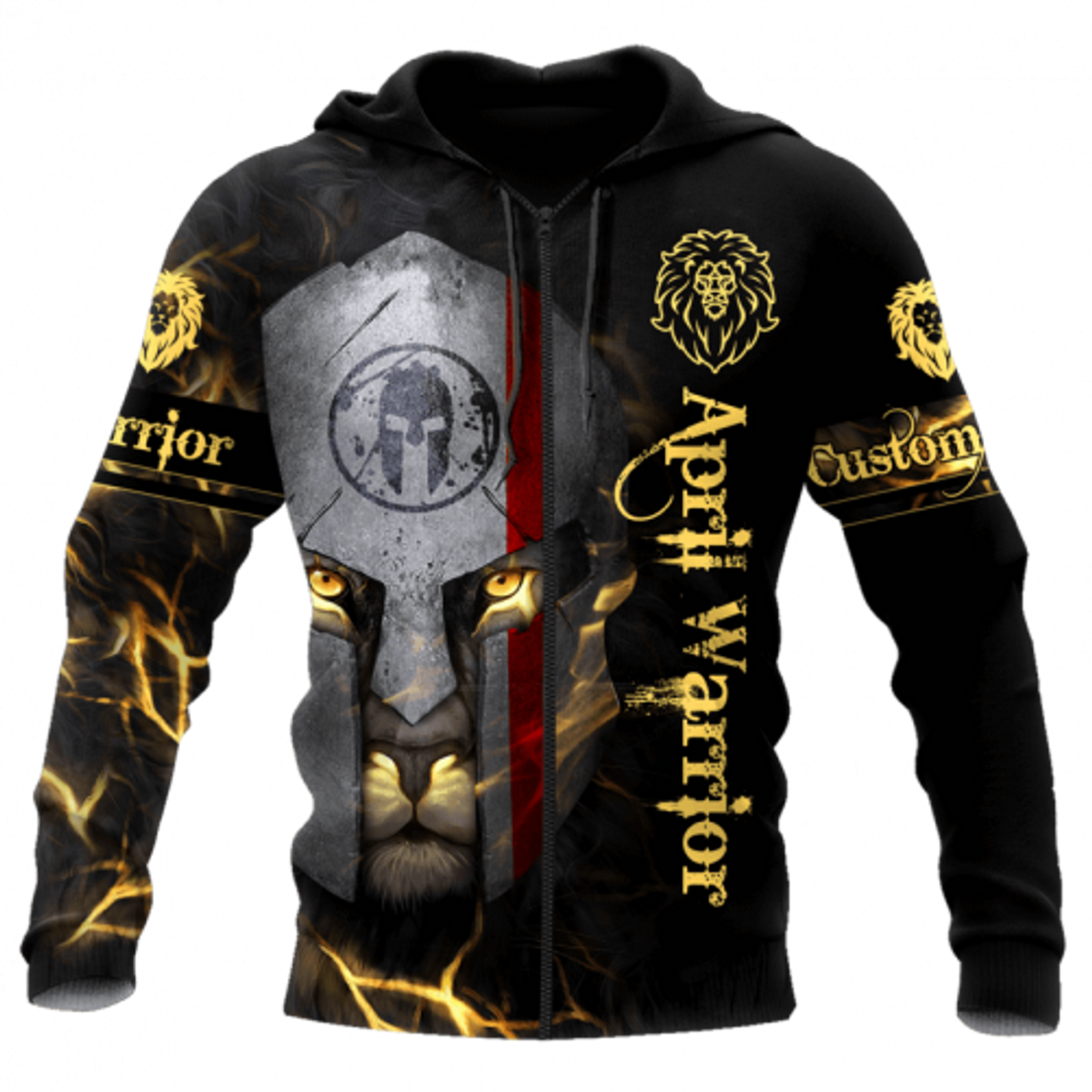 FUNSTUFFPRINT Personalized Lion Viking 3D All Over Printed Hoodie April Warrior 3D Hoodie and Zip Hoodie