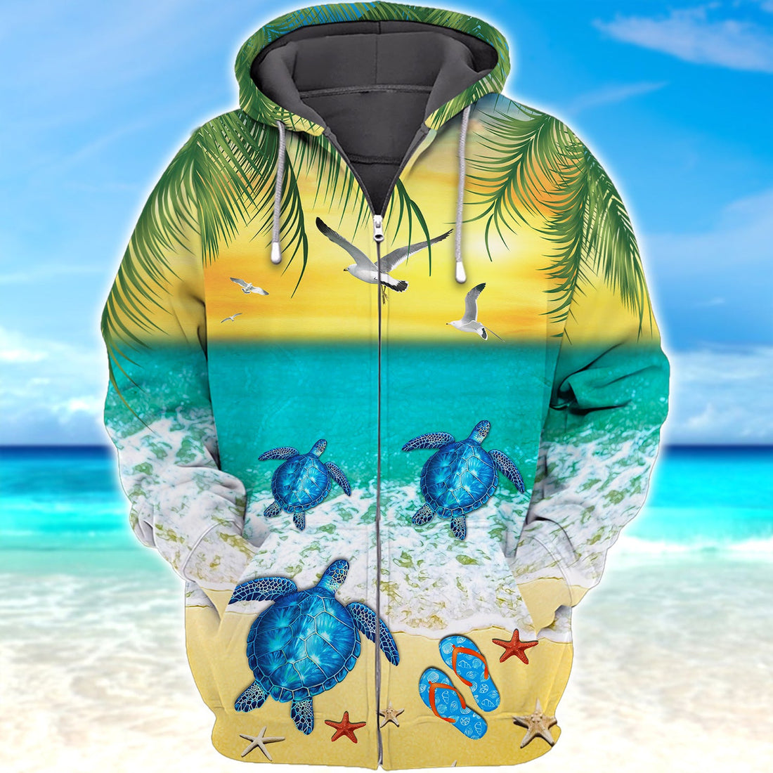 FUNSTUFFPRINT Turtle 1 -Full Print 3D Hoodie and Zip Hoodie