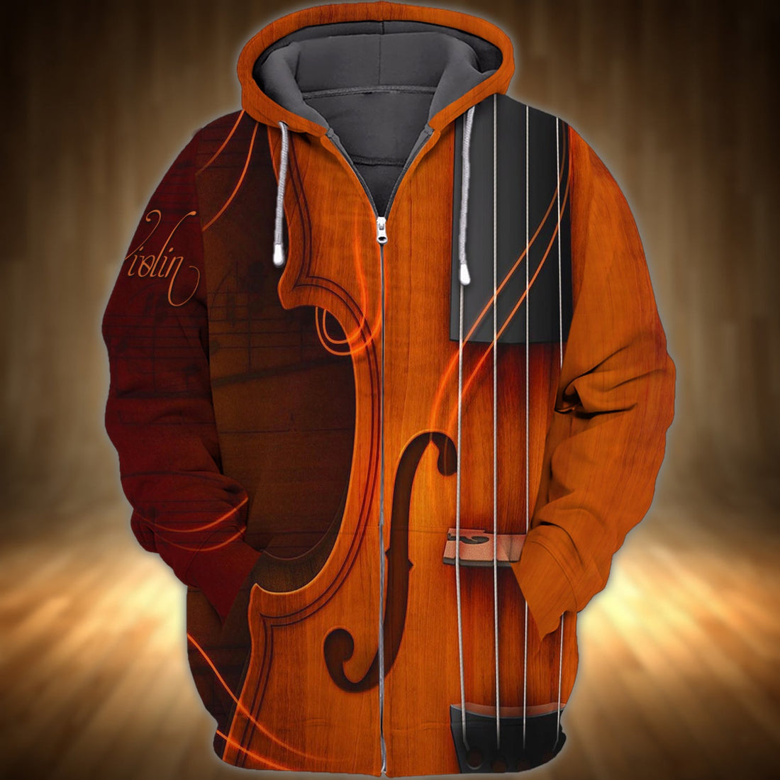 FUNSTUFFPRINT Violin 3D02 RinC98 3D Hoodie and Zip Hoodie