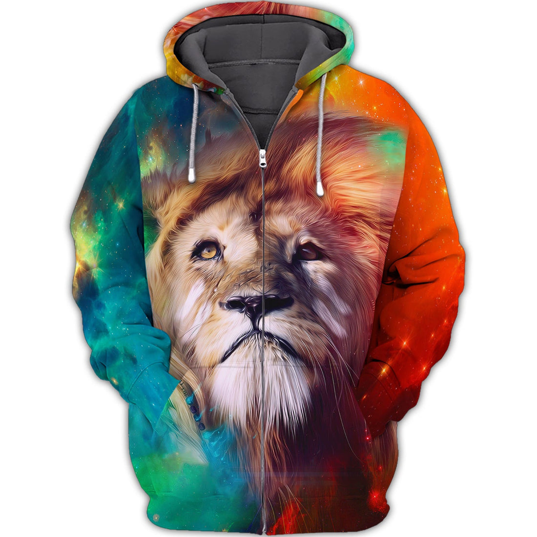 FUNSTUFFPRINT Rainbow Lion - 3D Full Print 3D Hoodie and Zip Hoodie