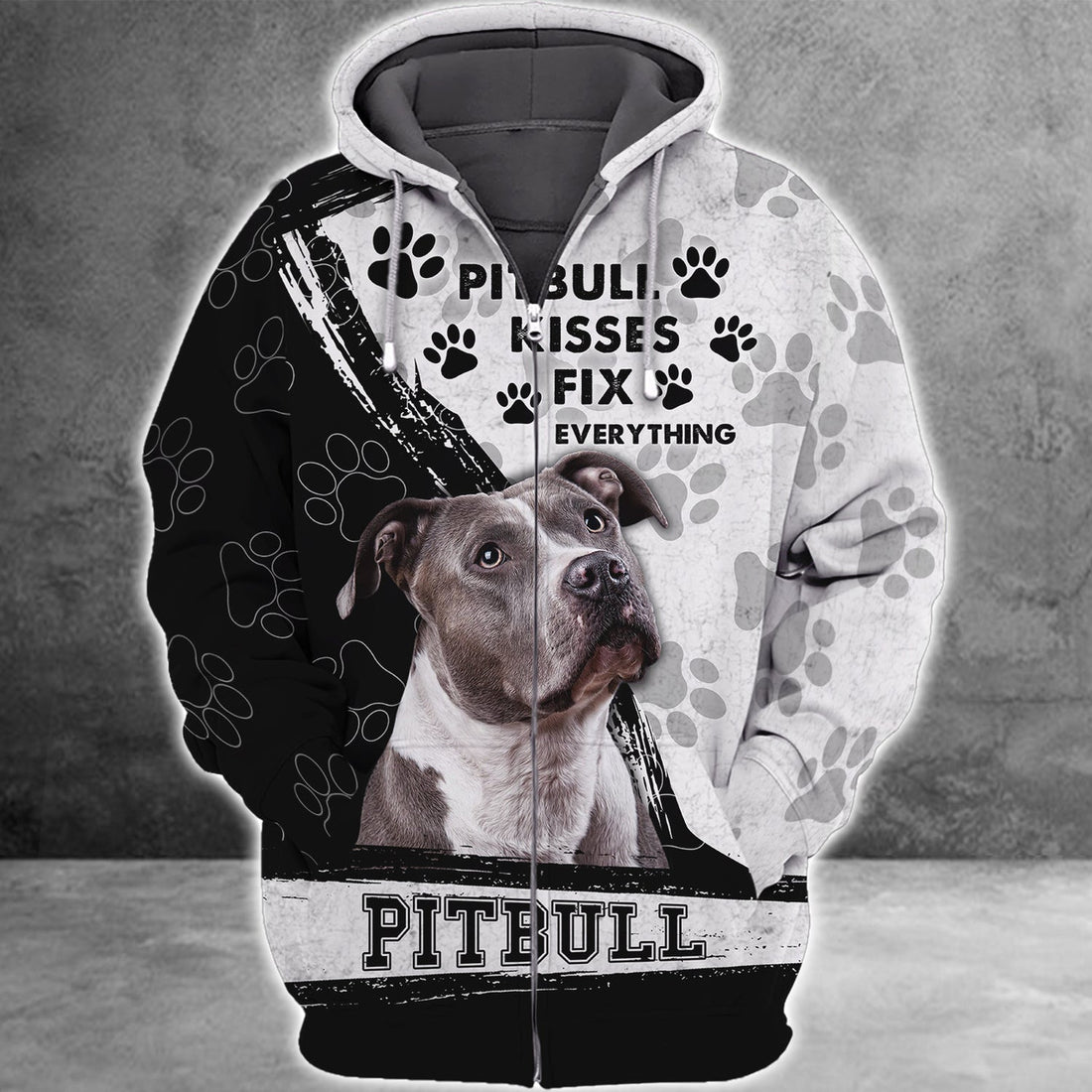 FUNSTUFFPRINT Love Pitbull 3D Hoodie and Zip Hoodie