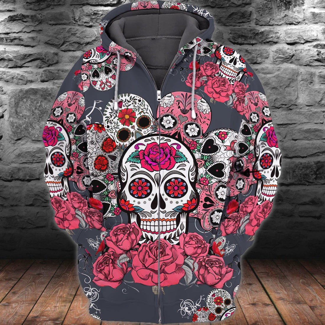 FUNSTUFFPRINT Sugar Skull - 3D Full Print Tad 02 3D Hoodie and Zip Hoodie