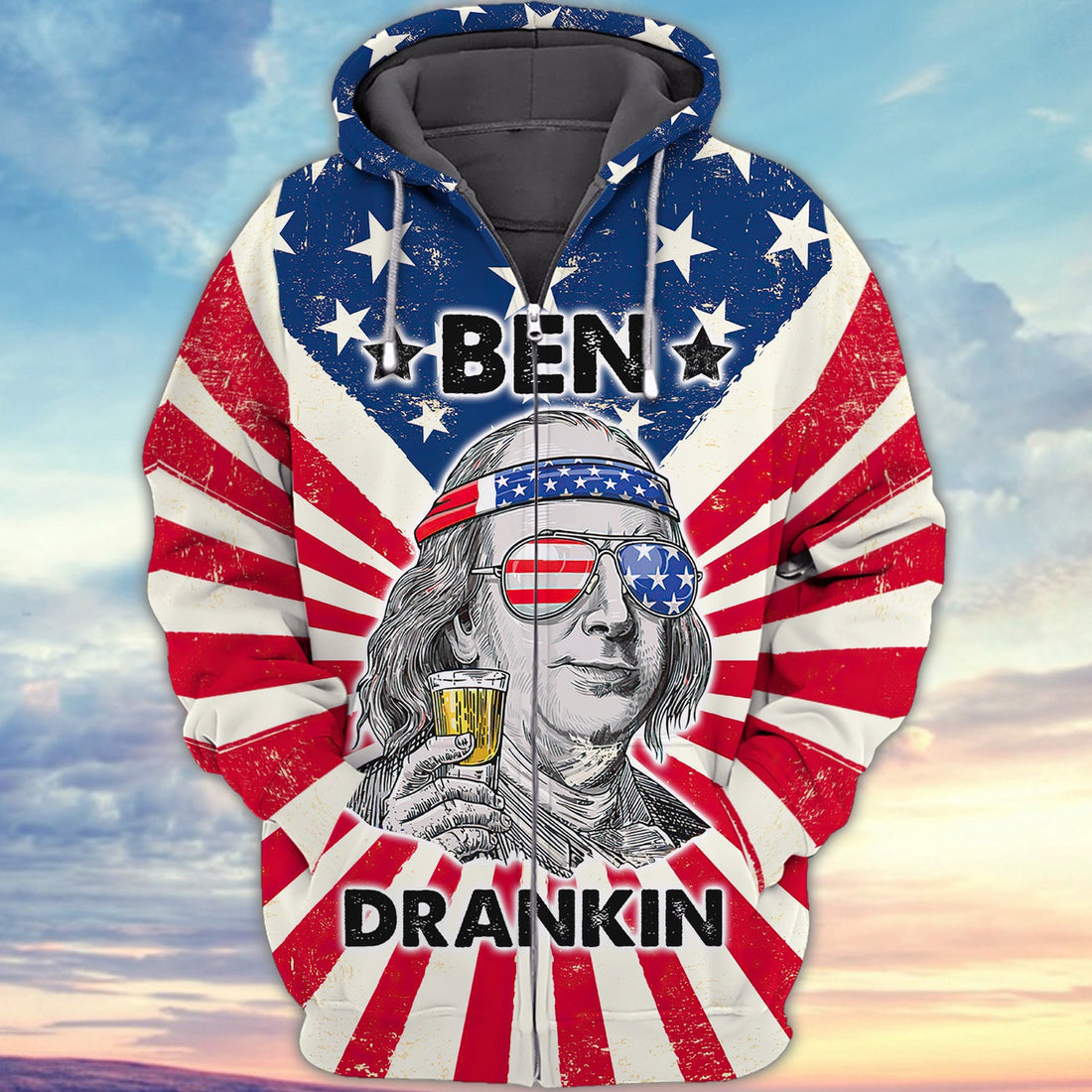 FUNSTUFFPRINT Ben Drankin 3D Hoodie and Zip Hoodie