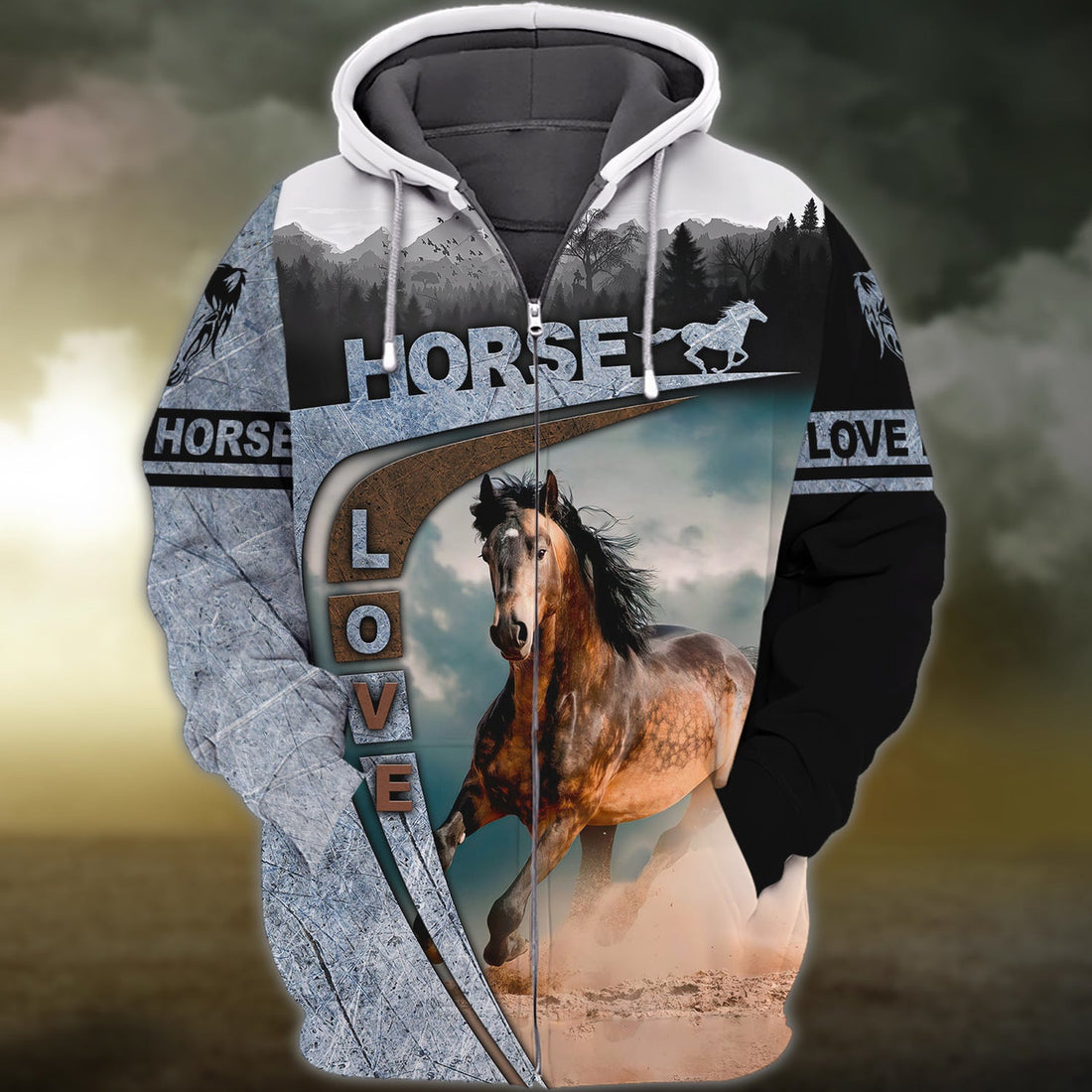 FUNSTUFFPRINT- Brown Horse Shirts Design, Love Horse 3D Hoodie and Zip Hoodie