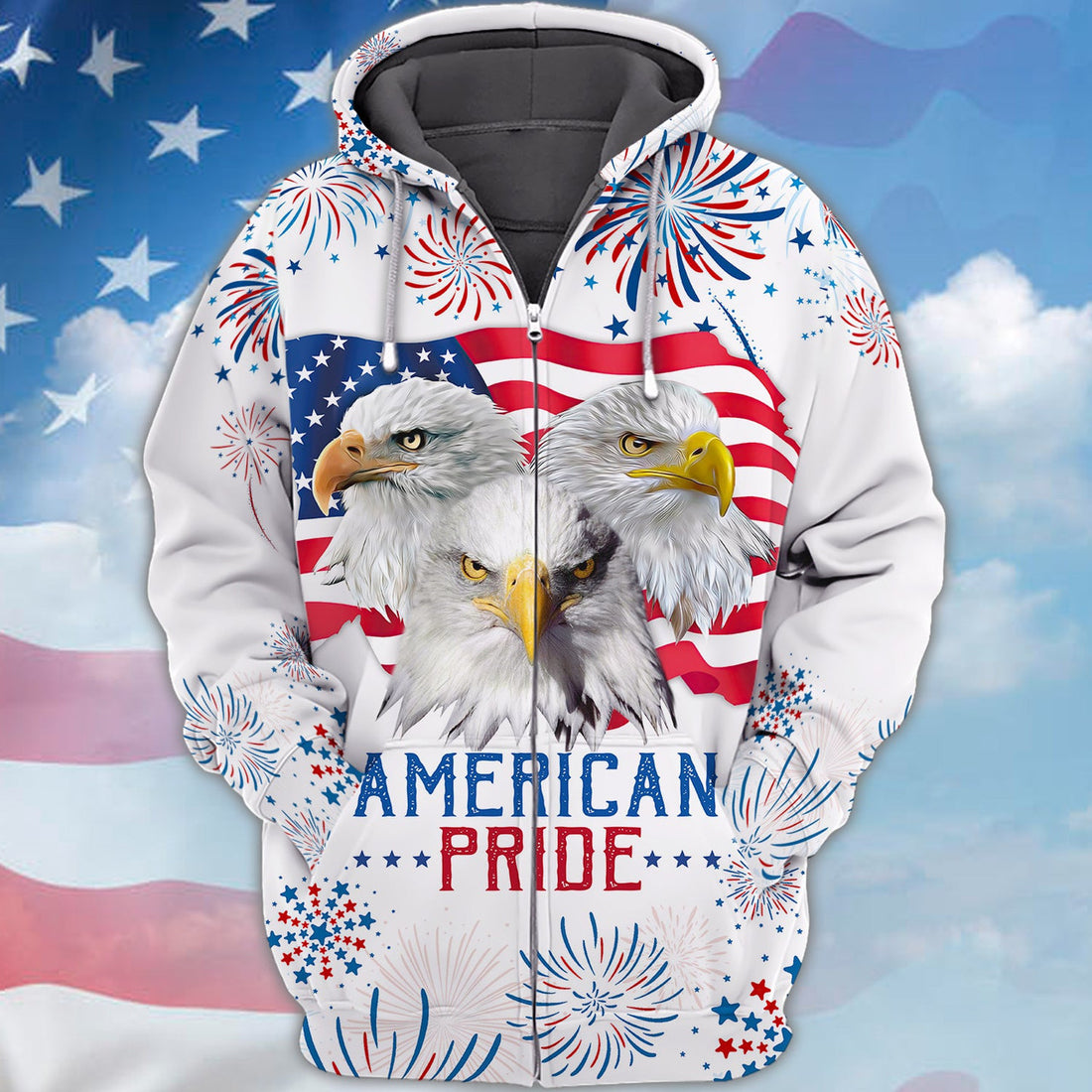 FUNSTUFFPRINT Eagle American Pride - Independence Day Is Coming 3D Hoodie and Zip Hoodie