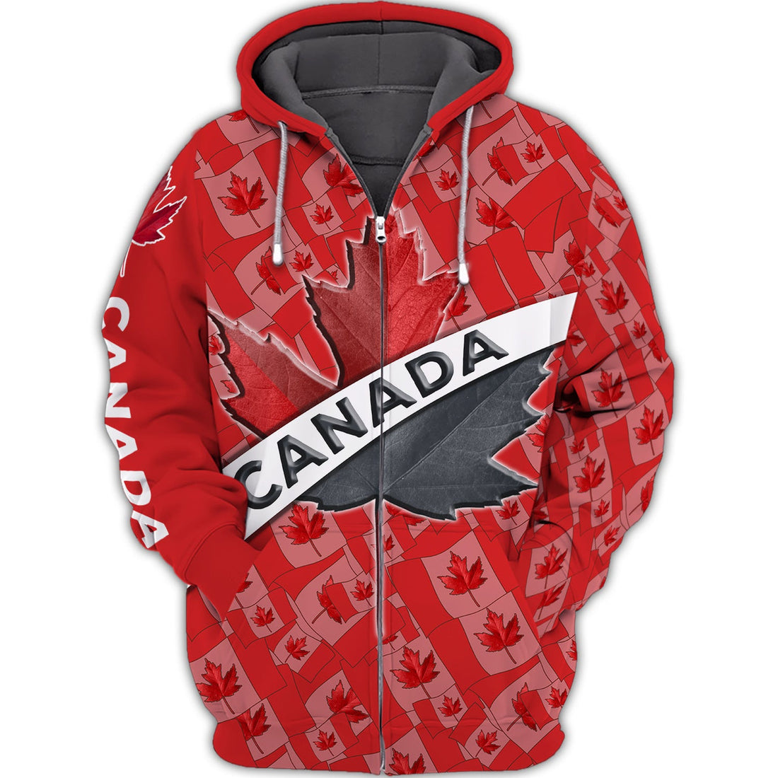FUNSTUFFPRINT Canada Maple Leaf Spider 3D Hoodie and Zip Hoodie