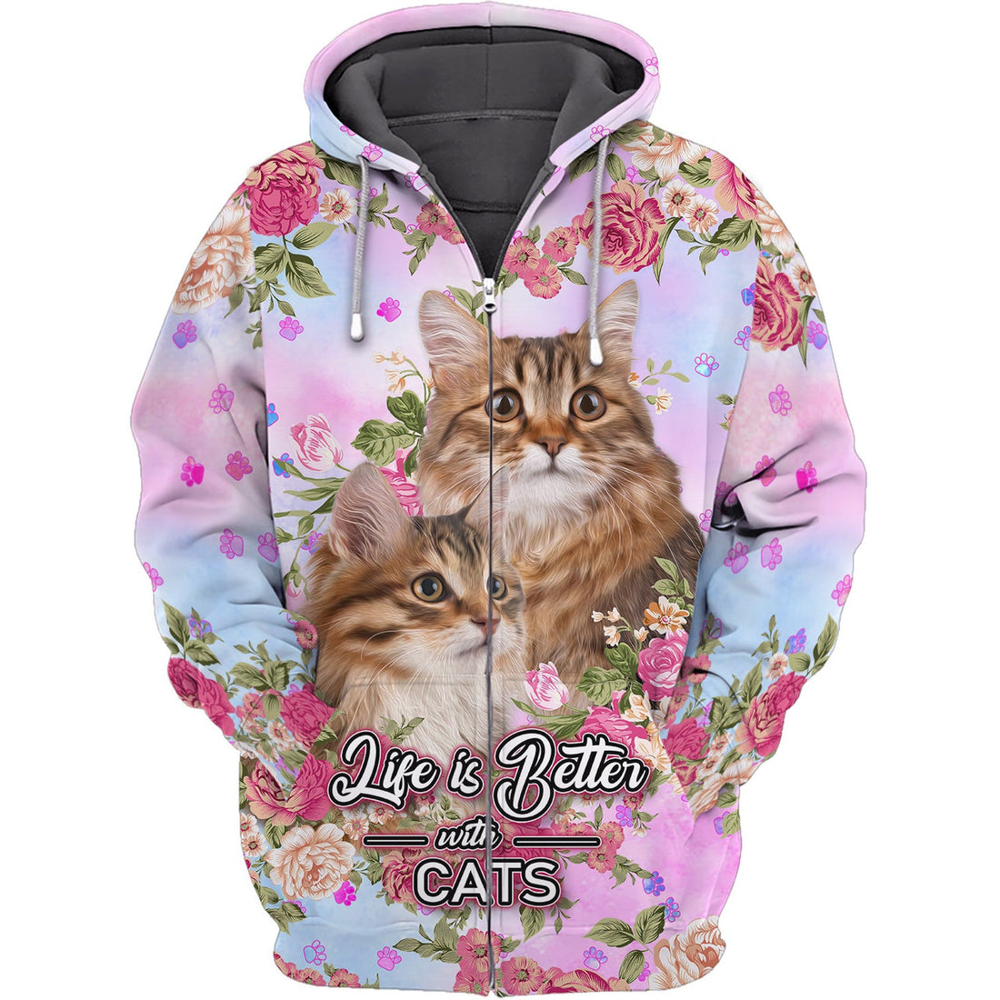 FUNSTUFFPRINT Life Is Better With Cats 3D Hoodie and Zip Hoodie