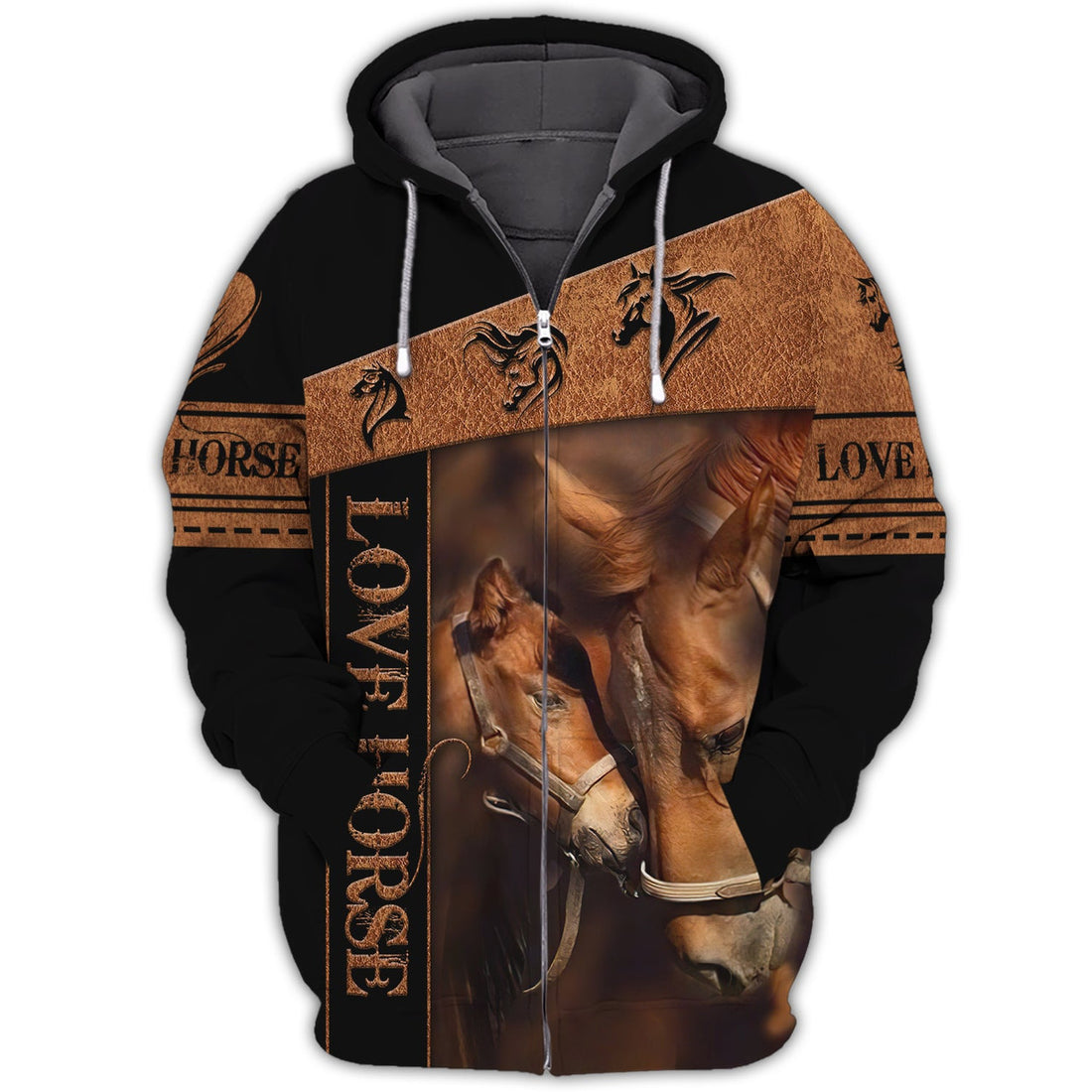 FUNSTUFFPRINT Love Horses MK 0804 - 3D Full Print 3D Hoodie and Zip Hoodie