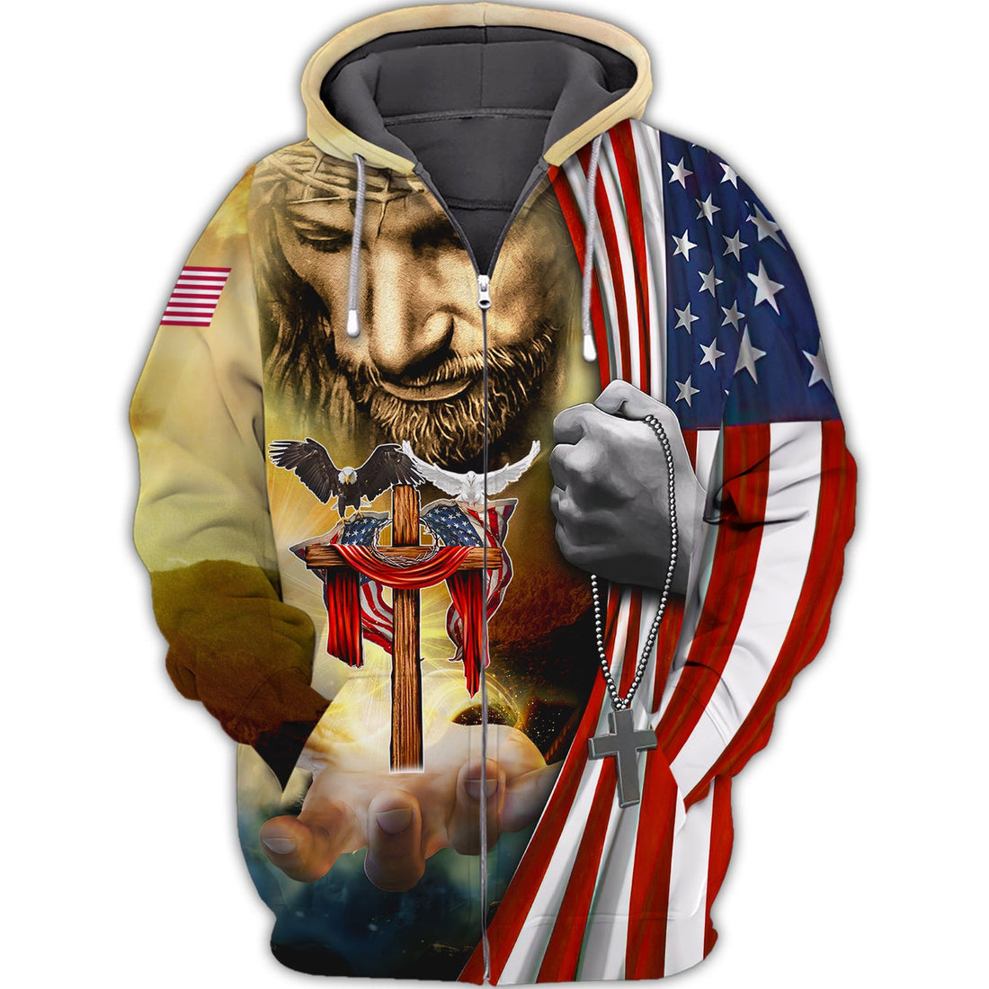 FUNSTUFFPRINT One Nation Under God 3D Hoodie and Zip Hoodie